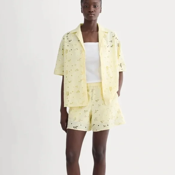 Everlane Yellow Eyelet Pull On Pocket Shorts XL - Picture 1 of 5